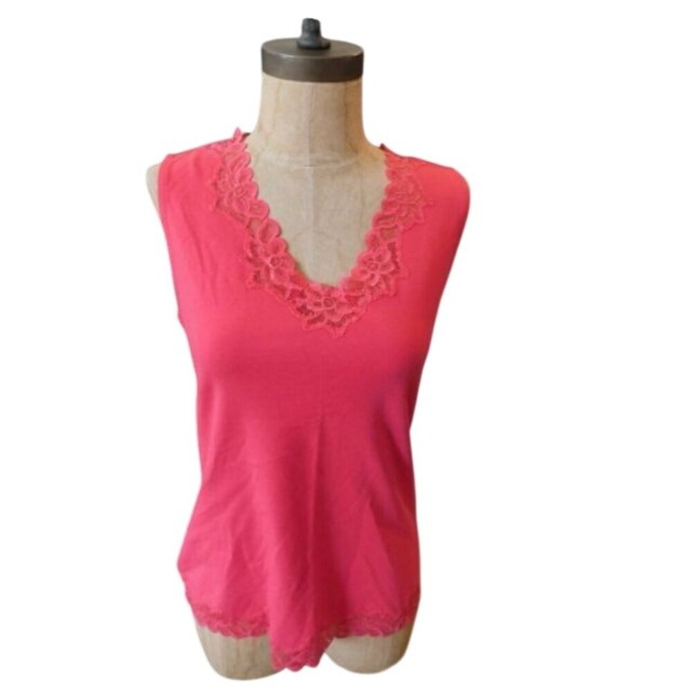 Coldwater Creek Size XS (4-6) Double Lace Tank Style STRETCH Knit Top NWT
